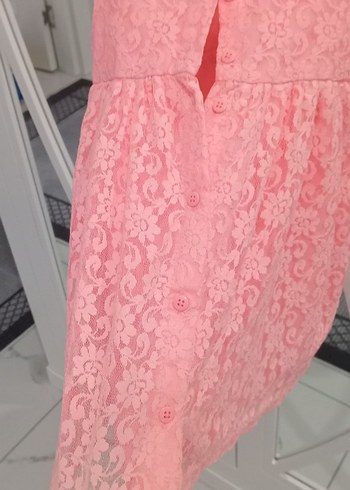 Dantel Detaylı Pembe Kız Çocuk Elbise - Görsel 4