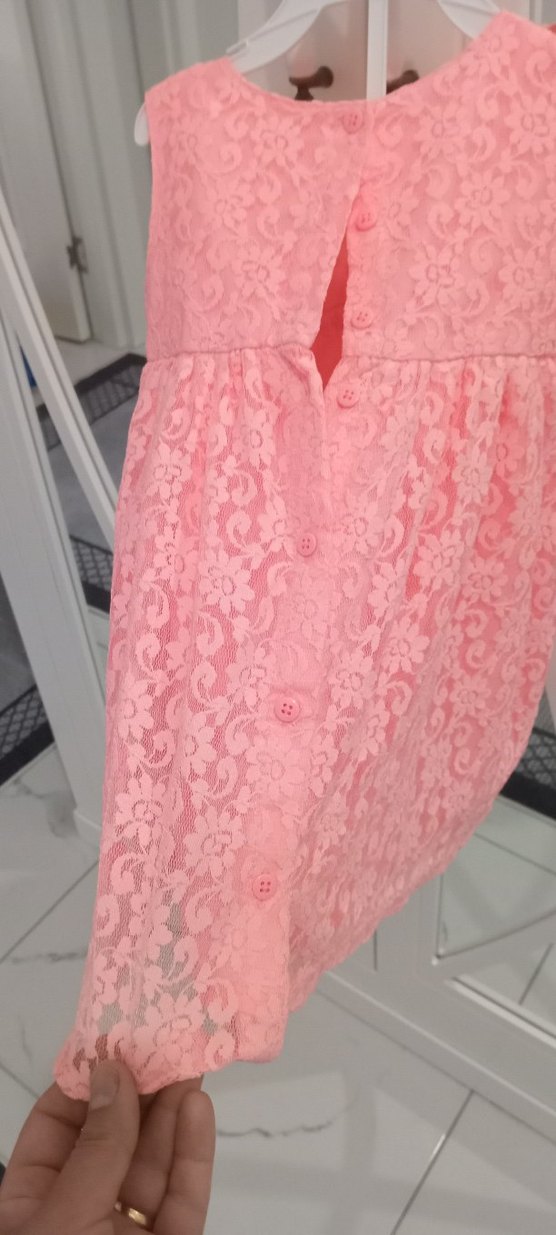 Dantel Detaylı Pembe Kız Çocuk Elbise - Görsel 4