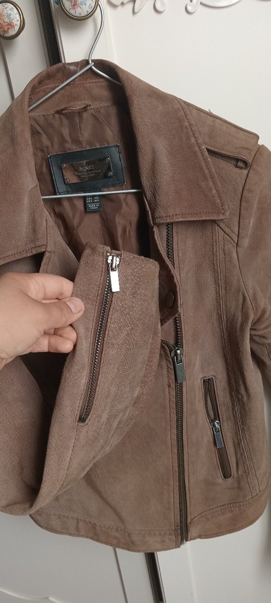 Kahverengi Süet Kadın Deri Ceket - Görsel 4