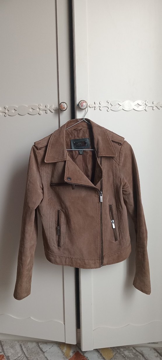 Kahverengi Süet Kadın Deri Ceket - Görsel 2