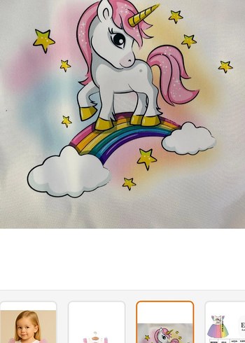 Unicorn Desenli Kız Çocuk Tül Elbise - Görsel 5