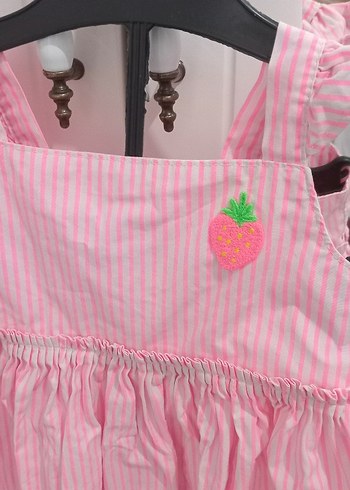 Pembe Çizgili Kız Çocuk Elbise - Görsel 3