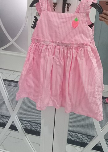 Pembe Çizgili Kız Çocuk Elbise - Görsel 2
