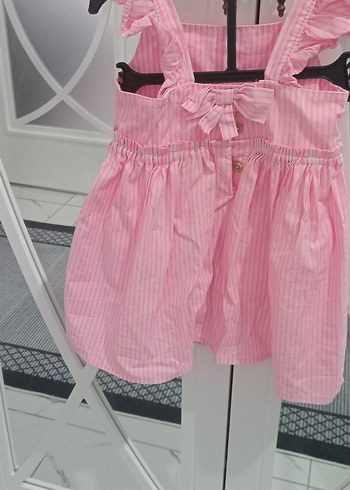 Pembe Çizgili Kız Çocuk Elbise - Görsel 4
