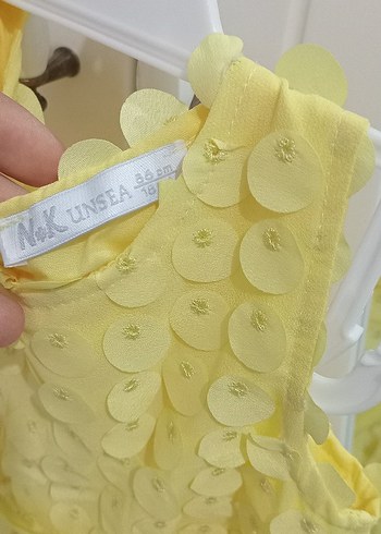 Kız Çocuk Sarı Fırfırlı Nakışlı Elbise - Görsel 5