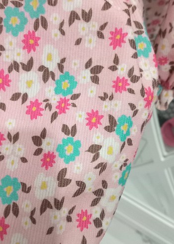 Uzun Kollu Çiçekli Kız Çocuk Elbise - Görsel 3