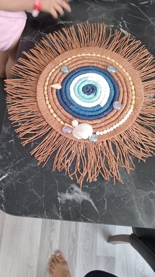 Bej Püsküllü Bohem Nakışlı Broş - Görsel 2