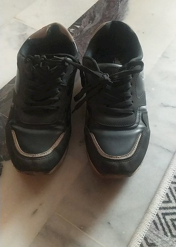 38 Beden Siyah Bağcıklı Street Style Kadın Spor Ayakkabı