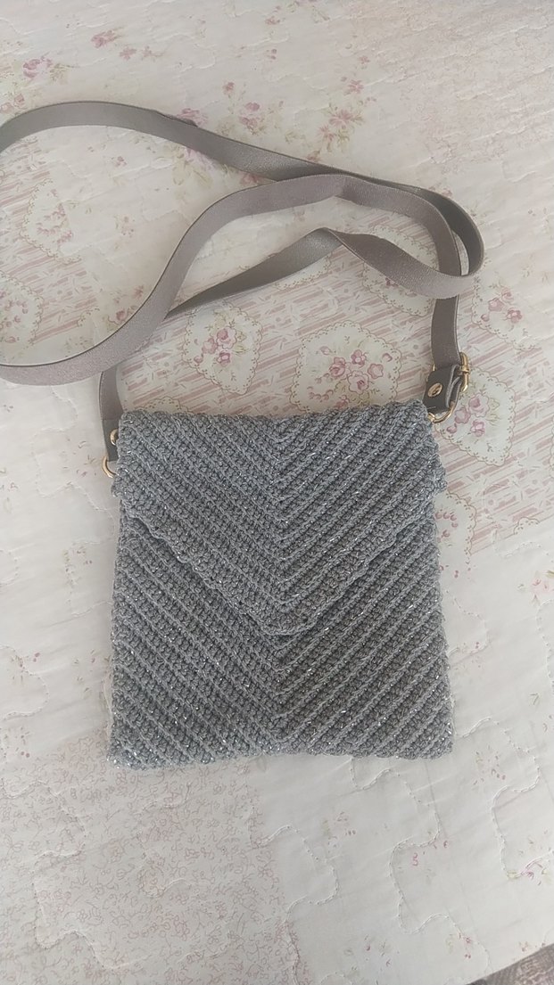 Gri Örgü Kadın Çapraz Çanta - Görsel 2