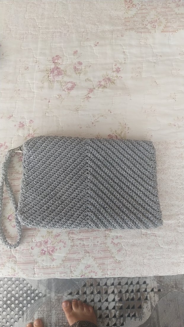 Gri Örgü Kadın Çapraz Çanta - Görsel 4