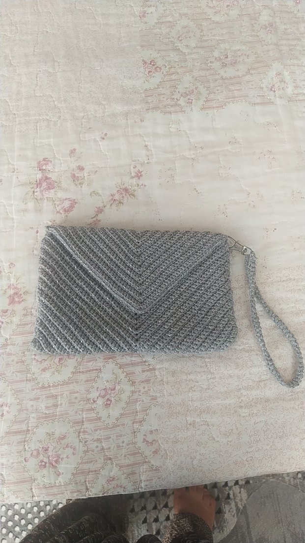 Gri Örgü Kadın Çapraz Çanta - Görsel 3