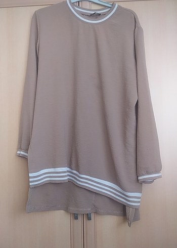 Bej Uzun Kollu Salaş Kadın Tunik - Görsel 2