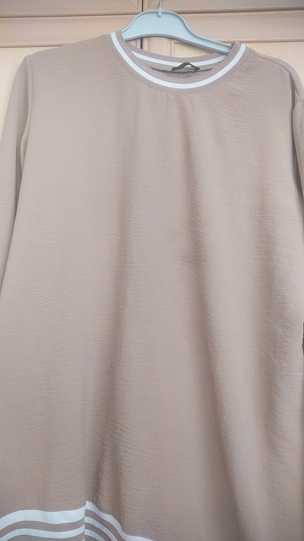 Bej Uzun Kollu Salaş Kadın Tunik - Görsel 3