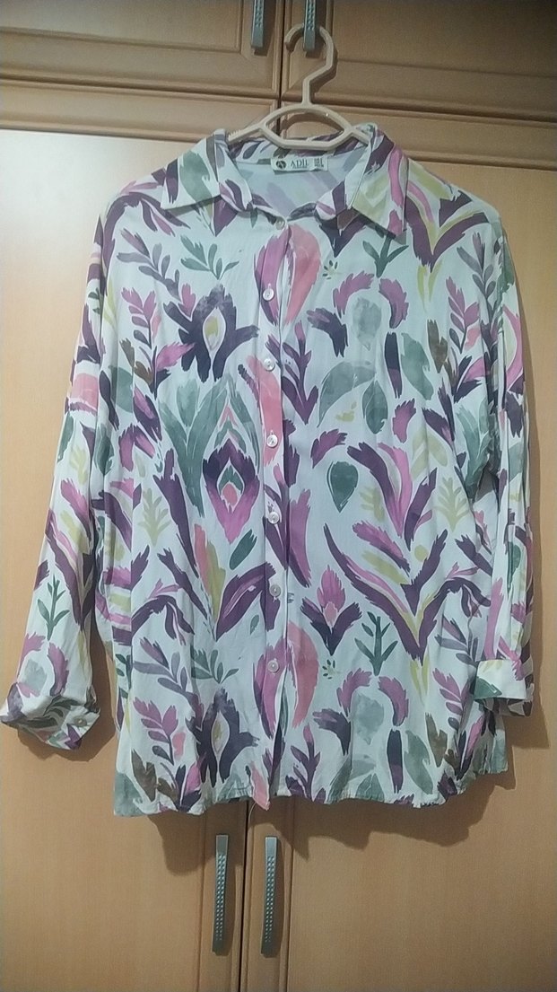 Renkli Desenli Bohem Uzun Kollu Gömlek - Görsel 2