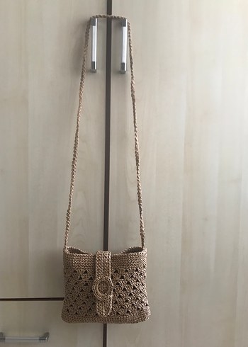 Bej Dantel Detaylı Örgü Kadın Çanta - Görsel 3