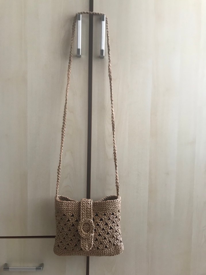 Bej Dantel Detaylı Örgü Kadın Çanta - Görsel 3