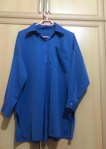 Mavi Düğmeli Kadın Gömlek - Görsel 3