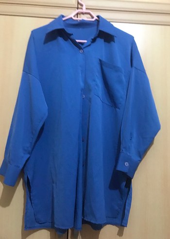 Mavi Düğmeli Kadın Gömlek - Görsel 2