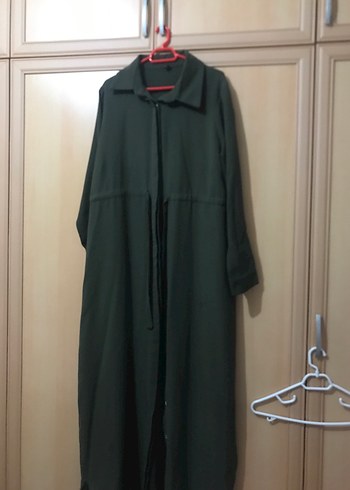 Kemerli Uzun Haki Kadın Elbise - Görsel 2