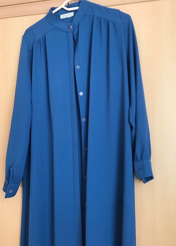 Kadın Uzun Mavi Düğmeli Tunik - Görsel 3