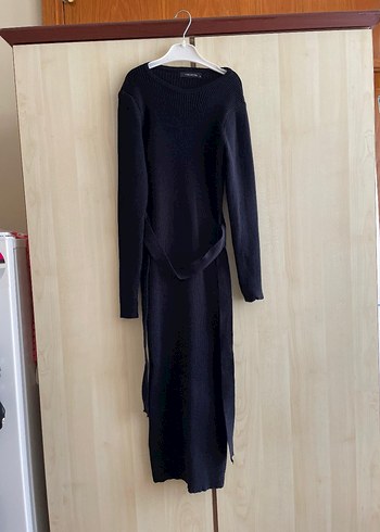 Diğer Siyah Uzun Kollu Kemerli Kadın Elbise