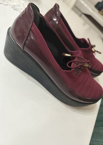 Bordo Dolgu Topuklu Günlük Kadın Ayakkabı - Görsel 4