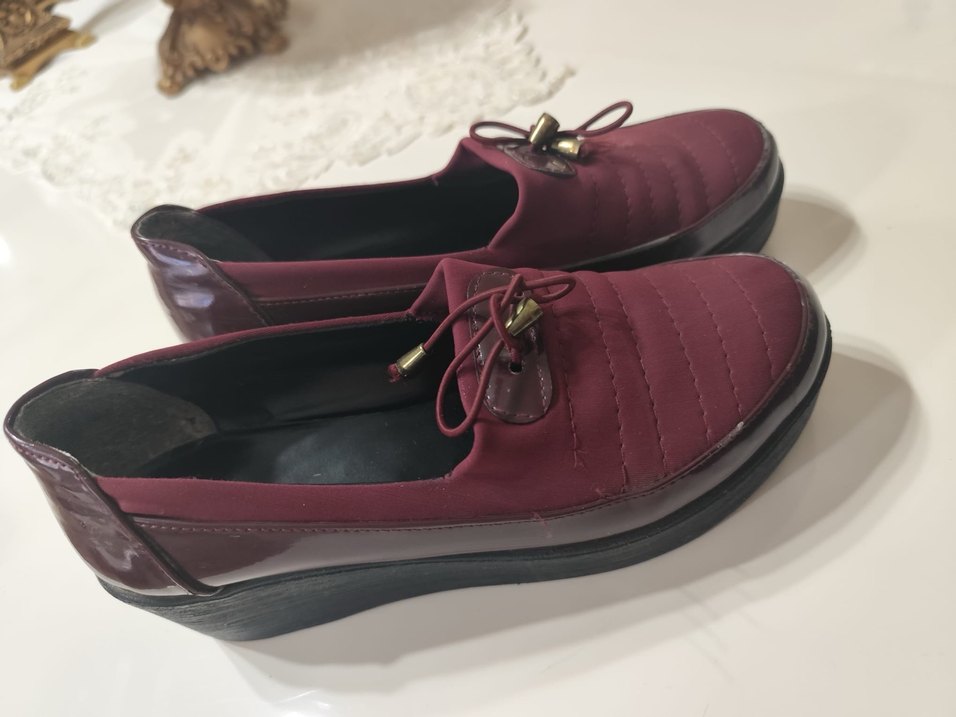 Bordo Dolgu Topuklu Günlük Kadın Ayakkabı - Görsel 3