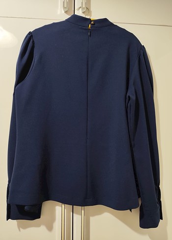 Koyu Mavi Kadın Yüksek Yakalı Bluz - Görsel 4