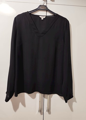 Siyah V Yaka Uzun Kollu Kadın Bluz - Görsel 3