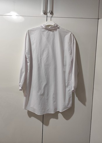 Beyaz Keten Fırfırlı Bohem Kadın Gömlek - Görsel 4