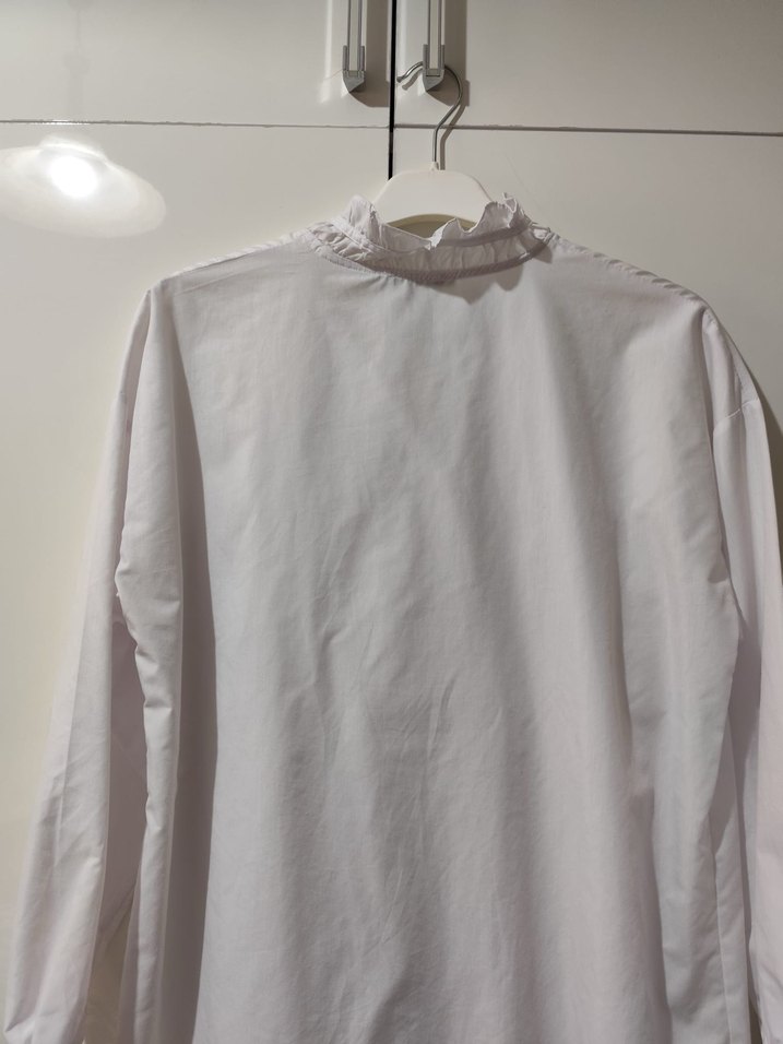 Beyaz Keten Fırfırlı Bohem Kadın Gömlek - Görsel 5