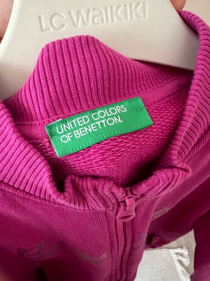 Kız Çocuk Parlak Pembe Fermuarlı Sweatshirt - Görsel 2