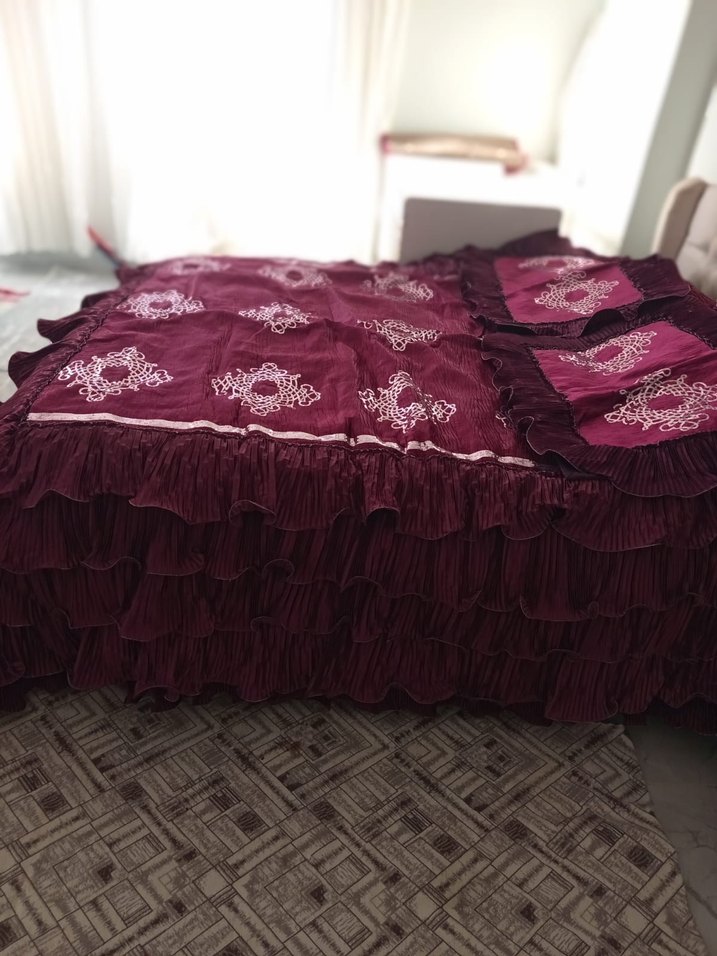 Bordo Nakışlı Renkli Yatak Örtüsü - Görsel 2