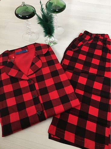 Gömlek yaka kadın pijama