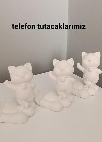 Kedi telefon tutacağı obje 