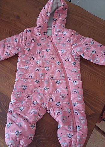 Kız Bebek Pembe Desenli Kürklü Tulum - Görsel 2