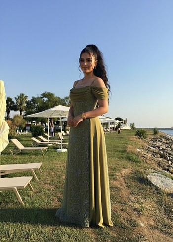 Bohem Uzun Kayık Yaka Drapeli Kadın Elbise - Görsel 2