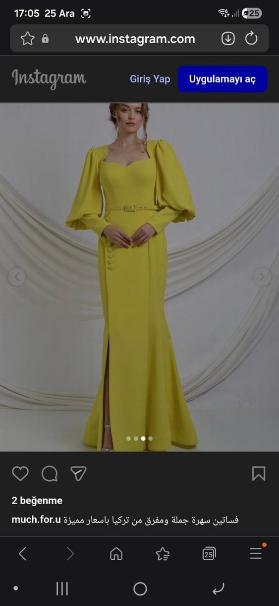 Sarı Modern Klasik Uzun Elbise - Görsel 2