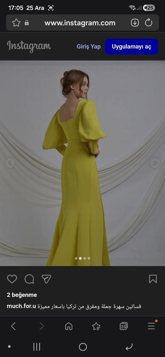 Sarı Modern Klasik Uzun Elbise - Görsel 3