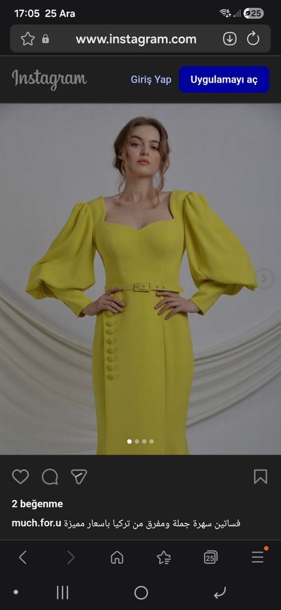 Sarı Modern Klasik Uzun Elbise - Görsel 4