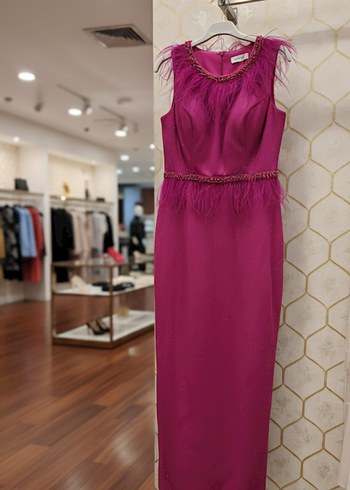 Parlak Mor Drapeli Uzun Abiye Elbise - Görsel 6