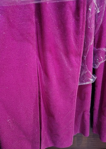 Parlak Mor Drapeli Uzun Abiye Elbise - Görsel 5