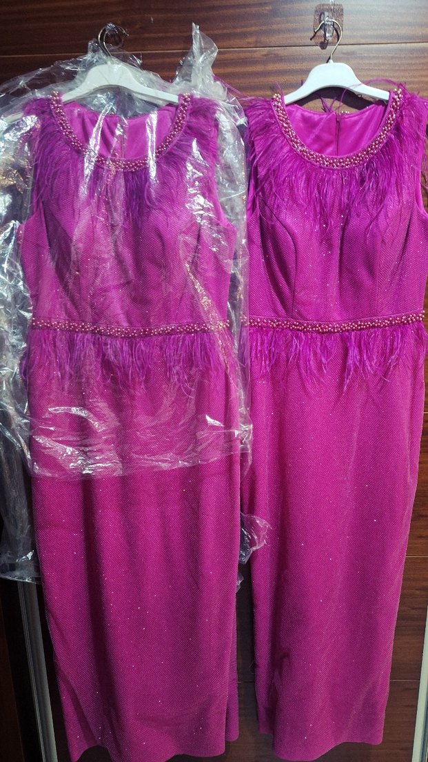 Parlak Mor Drapeli Uzun Abiye Elbise - Görsel 2