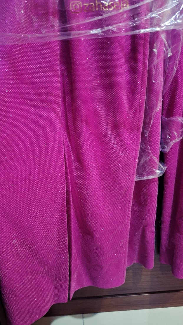 Parlak Mor Drapeli Uzun Abiye Elbise - Görsel 5