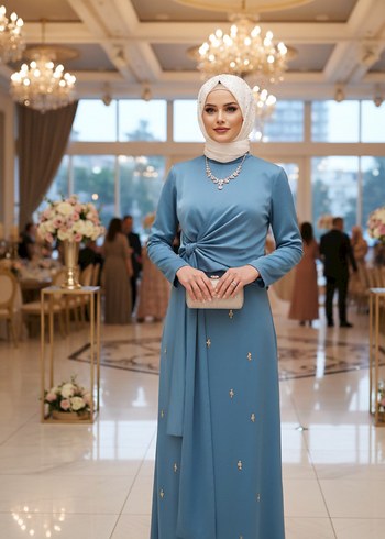 SATEN betul saday tesettur elbise - Görsel 2