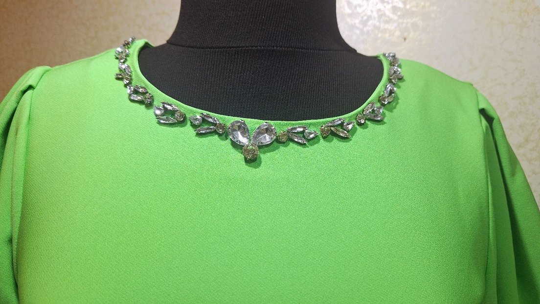 Düğmeli Yeşil Kadın Uzun Elbise - Görsel 4