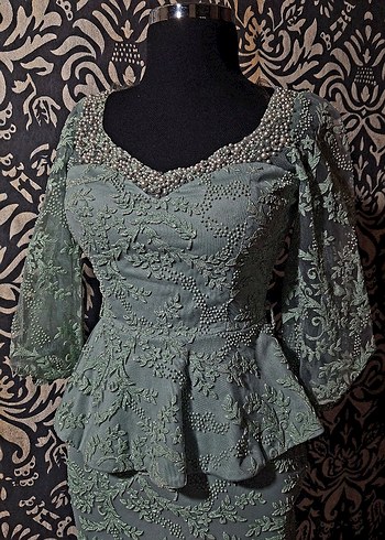 Şık İki Parça Dantelli Peplum Takım - 38 Beden Ithal - Görsel 5