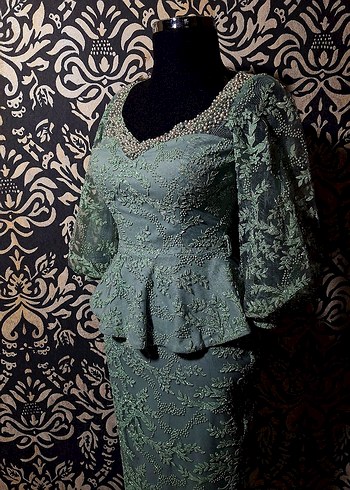 Şık İki Parça Dantelli Peplum Takım - 38 Beden Ithal - Görsel 7