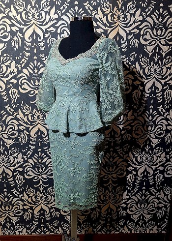 Şık İki Parça Dantelli Peplum Takım - 38 Beden Ithal - Görsel 4