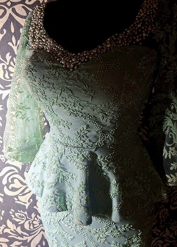 Şık İki Parça Dantelli Peplum Takım - 38 Beden Ithal - Görsel 3